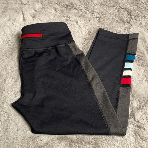 Fabletics Pants - Fila Black Leggings with Colorful Stripes. NWOT